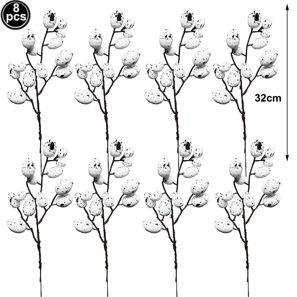 8Pcs Easter Egg Branch Ornaments Home Decor