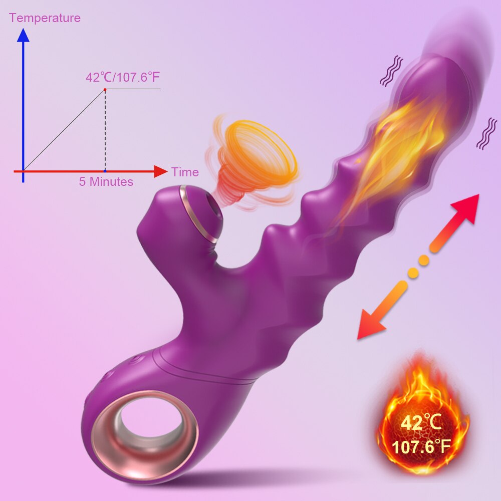 Thrusting Dildo Vibrator Female Clitoris Sucker Stimulator Clitoral Sucking Heating Vibrating