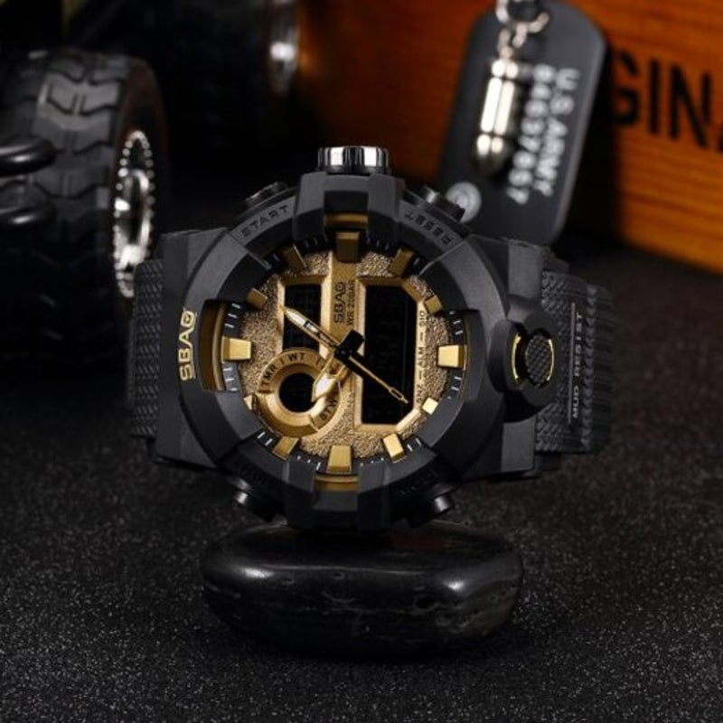 Veile Studios Sbao Men Outdoors Waterproof Electronic Watch Gold