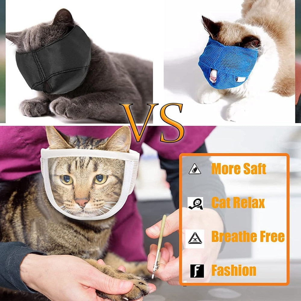 Transparent Cat Muzzle Breathable Dogs Cats Bathing Grooming Tools Anti Bite Puppy Kitten Muzzles Mask Pet Product