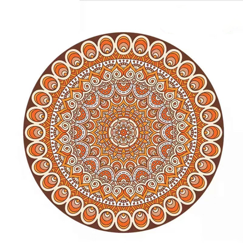 Round Yoga Mat Rubber Non-Slip Thick Wide Meditation Floor