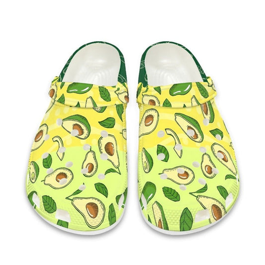 Avocado Printed Pattern Comfortable Non Slip Unisex Rubber On Clog Shoes