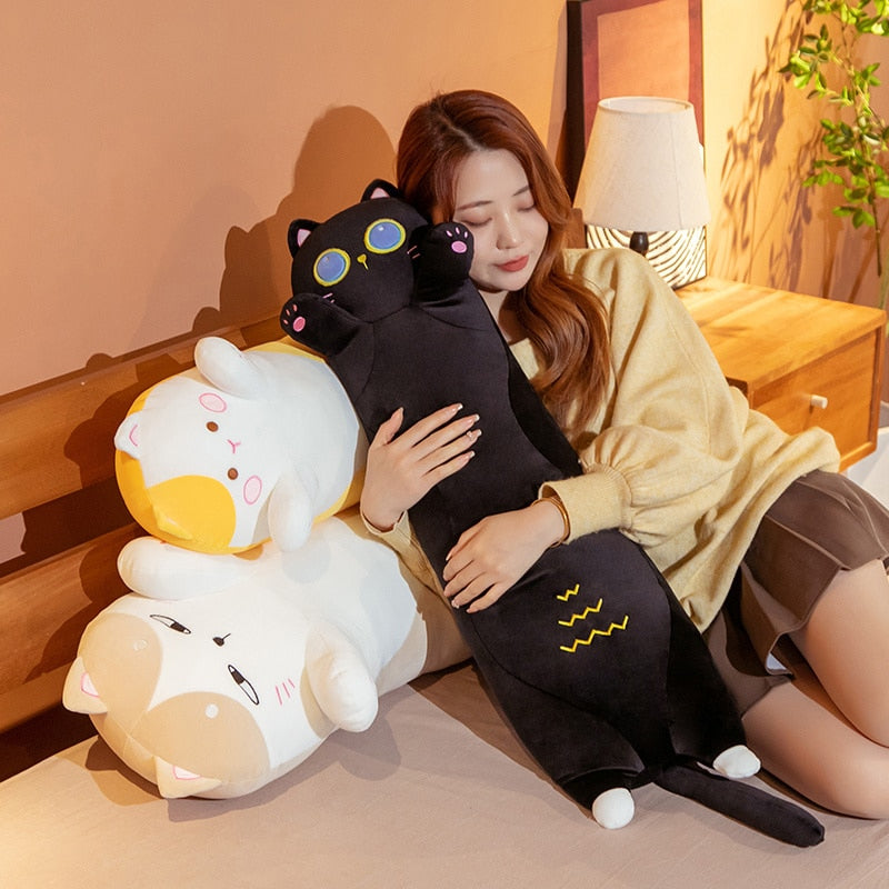 Cute Long Soft Plush Toy Sleeping Pillow Cats