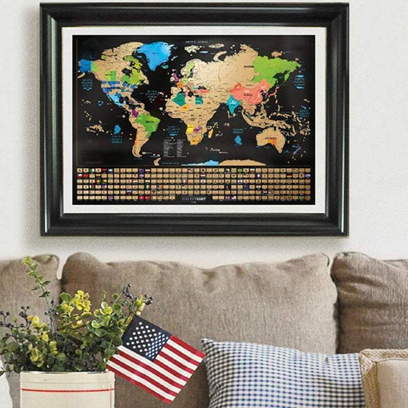 Posters Interactive Scratch Off World Map Travel Decor