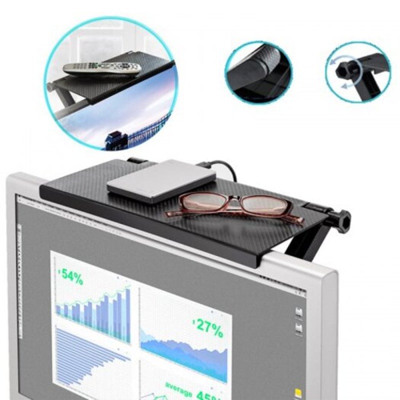 Screen Shelf Computer Monitor Riser Desktop Stand Tv Rack Display Black