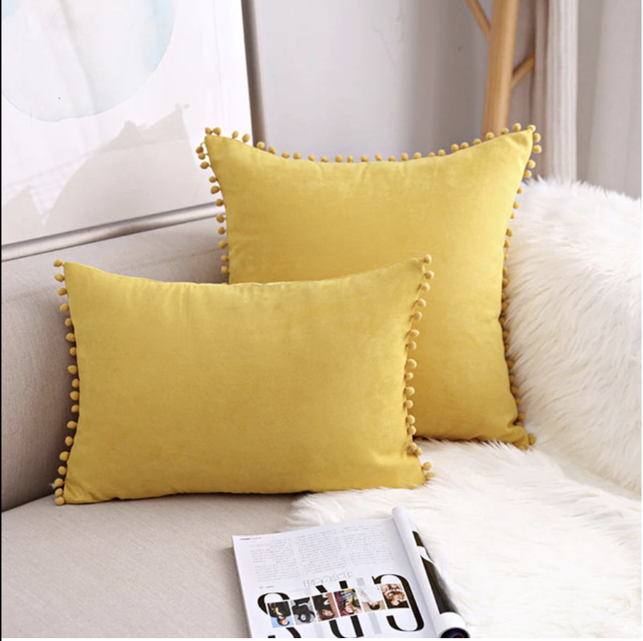 Boho Suede Pom Cushion Covers