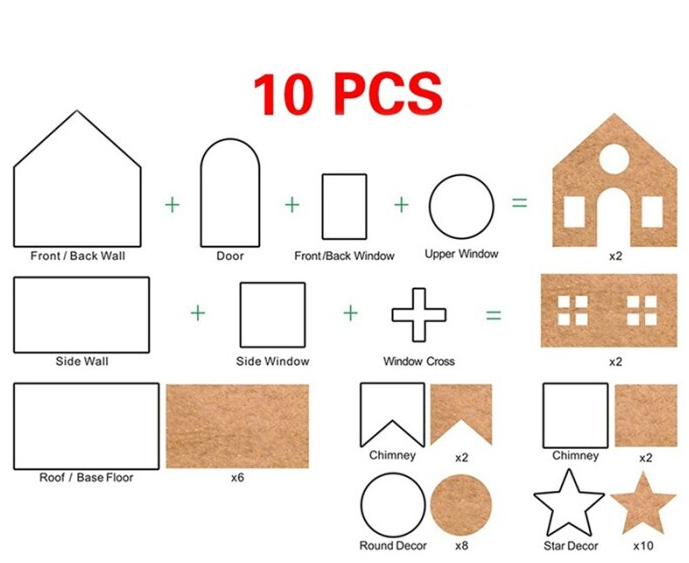 10Pcs 3D Gingerbread House Stainless Steel Christmas Cookie Cutters Set