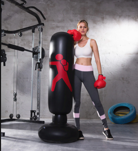1.6M Black Inflatable Standing Boxing Bag Water Base Stress Punching Gym