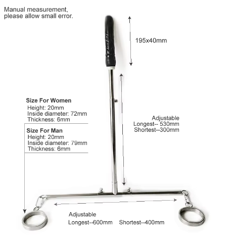 Stainless Steel Leg Spreader Bar Black Dildo Bondage Device Bdsm Restraints