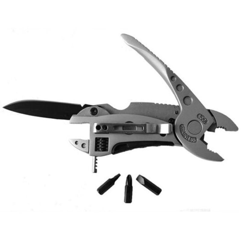 Screwdriver Pliers Camping Survival Multi Tool Knife Gear Tools Silver