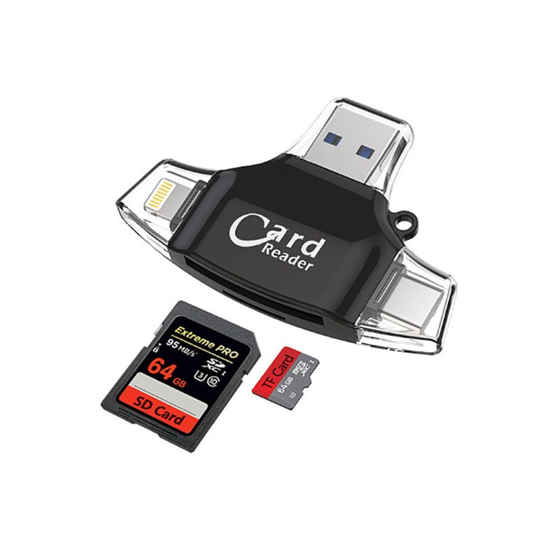 Sd / Micro Card Reader For Iphone Ipad Android Mac Computer Camera Memory 4 In 1 Adapter Trail Viewer