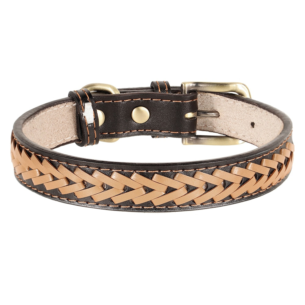 Braided Leather Buckle Puppy Dog Collar Pet Accessories