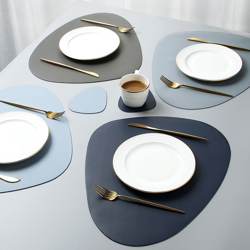 Washable Heat Mat Pu Leather Placemat Coaster Set