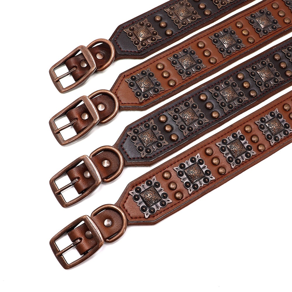 Stylish Rivets Leather Large Dog Collars