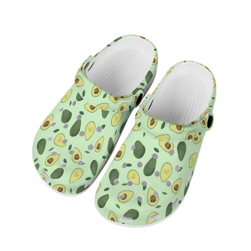 Avocado Printed Pattern Comfortable Non Slip Unisex Rubber On Clog Shoes