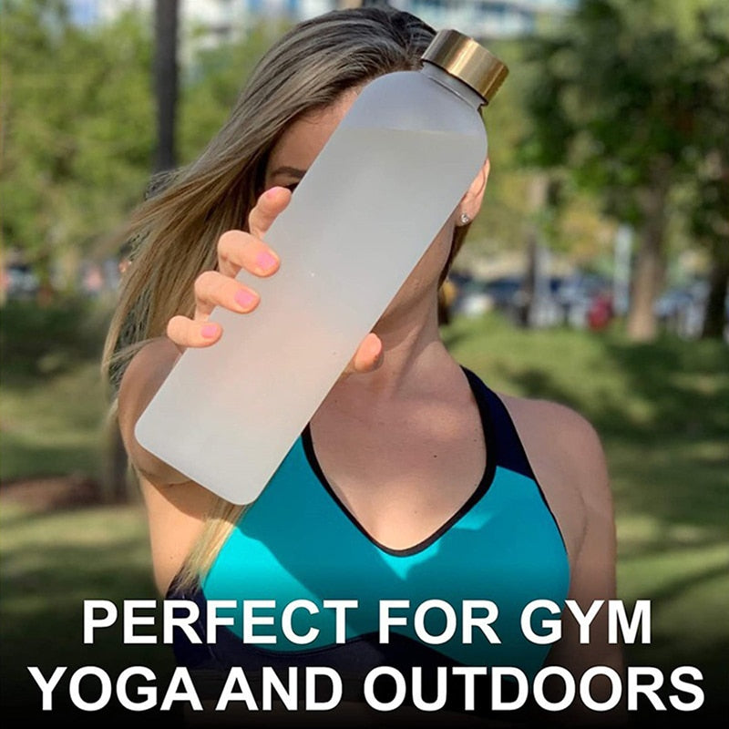1L Water Bottle Time Marker Bpa Free Frosted Drinkbottles