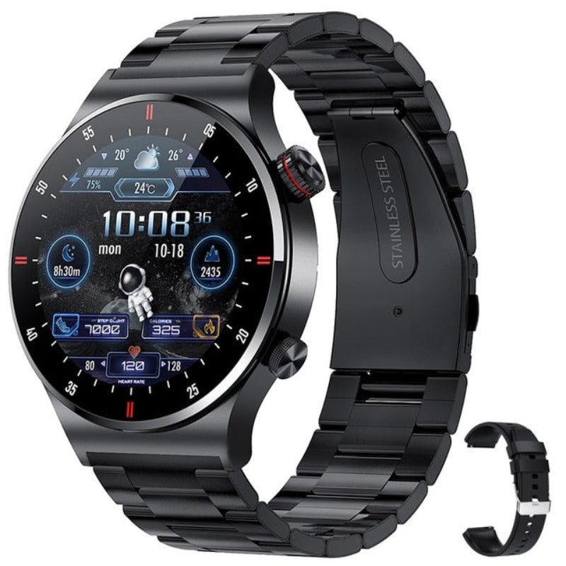 Nfc Bluetooth Calling Sports Fitness Smart Watch For Men Black Silver