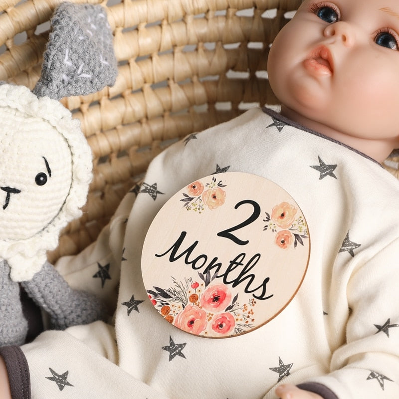 Baby Milestone Cards Double-Sided Flowers Photography Props