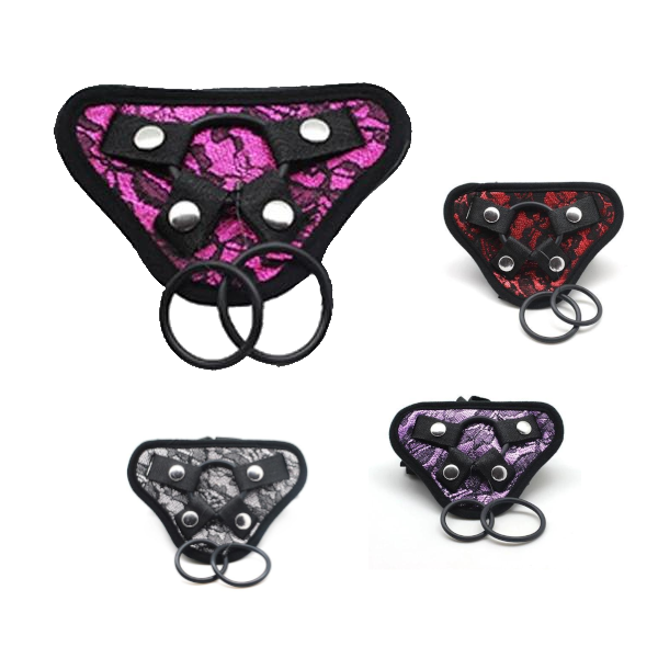 Seduction Black With Lace Strapon Harness Pegging Lesbian Couples