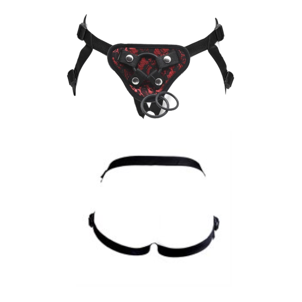 Seduction Black With Lace Strapon Harness Pegging Lesbian Couples