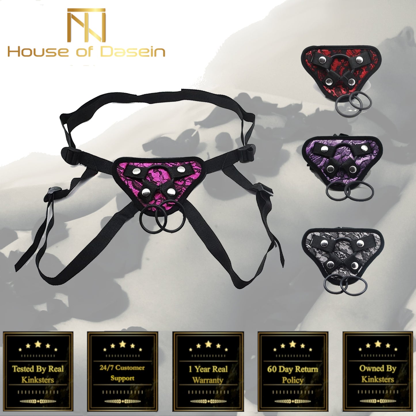 Seduction Black With Lace Strapon Harness Pegging Lesbian Couples