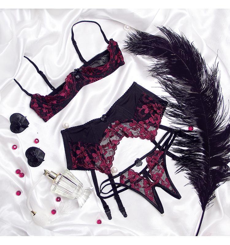 Seductive Lingerie Set Red Black Women