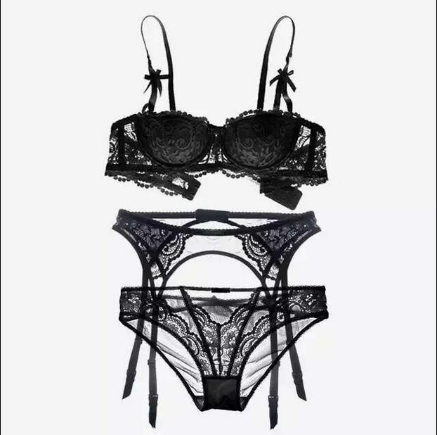 Seductress Lace Bra Panty Garter Set