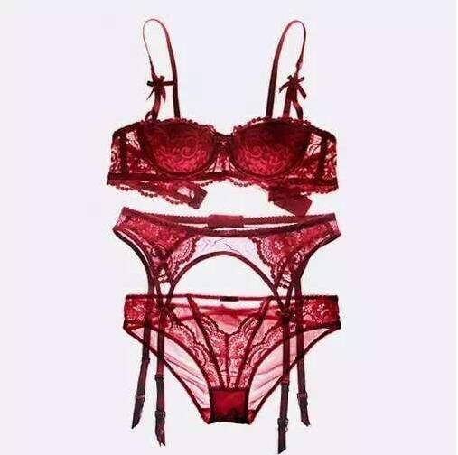 Seductress Lace Bra Panty Garter Set