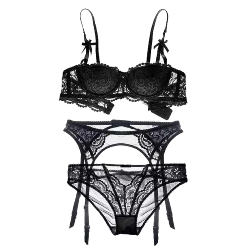 Seductress Lace Bra Panty Garter Set