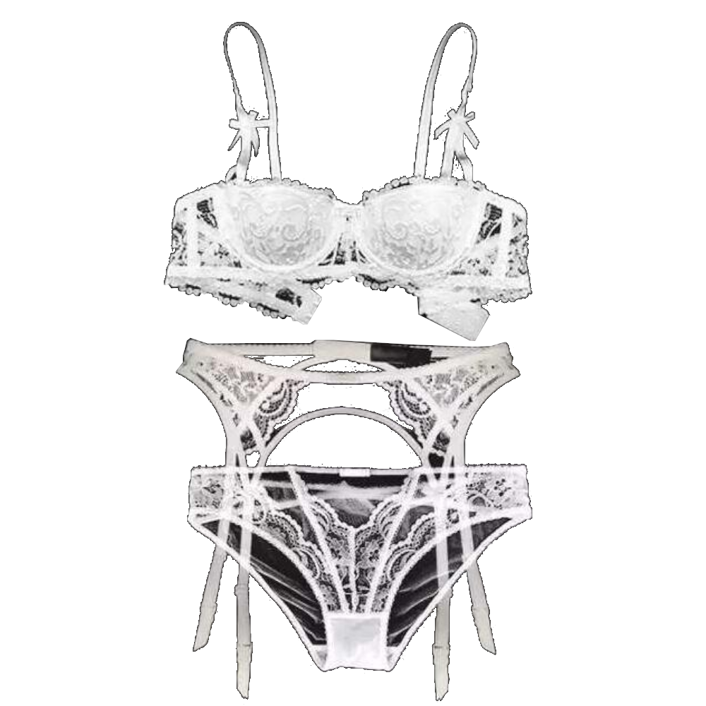 Seductress Lace Bra Panty Garter Set