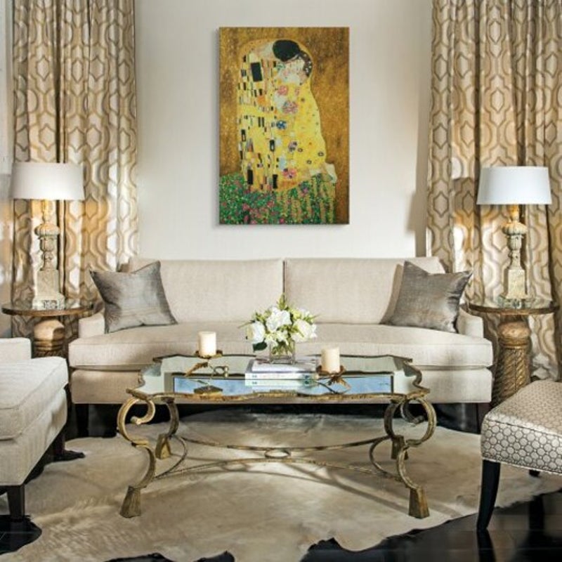 Canvas Prints For Living Room Portrait Klimt Materpiece Kiss Painting On The Wall