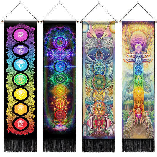 Seven Chakra Tapestry Hippie Mandala Chakras Wall Hanging Fabric Yoga Meditation Tapestries For Spiritual Room Decor