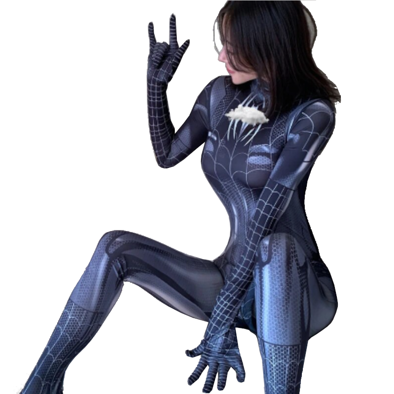 Sexy Spiderman Mj Women Cosplay Zentai Suit Open Crotch Bodysuit