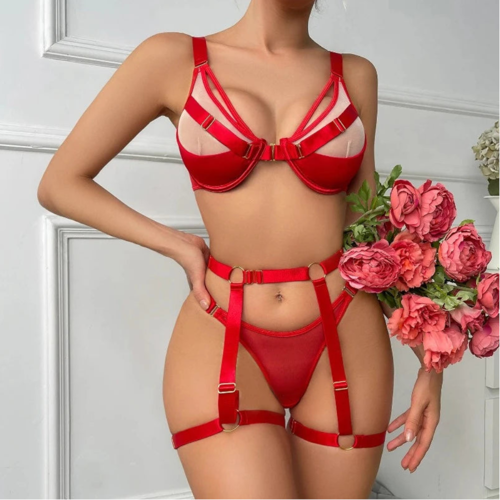 Sexy Strappy Fetish Lingerie Bra Garter Underwear Women