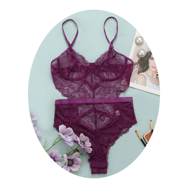 Sexy Lace Sheer Floral Backless Bodysuit Open Crotch Teddy Lingerie Women