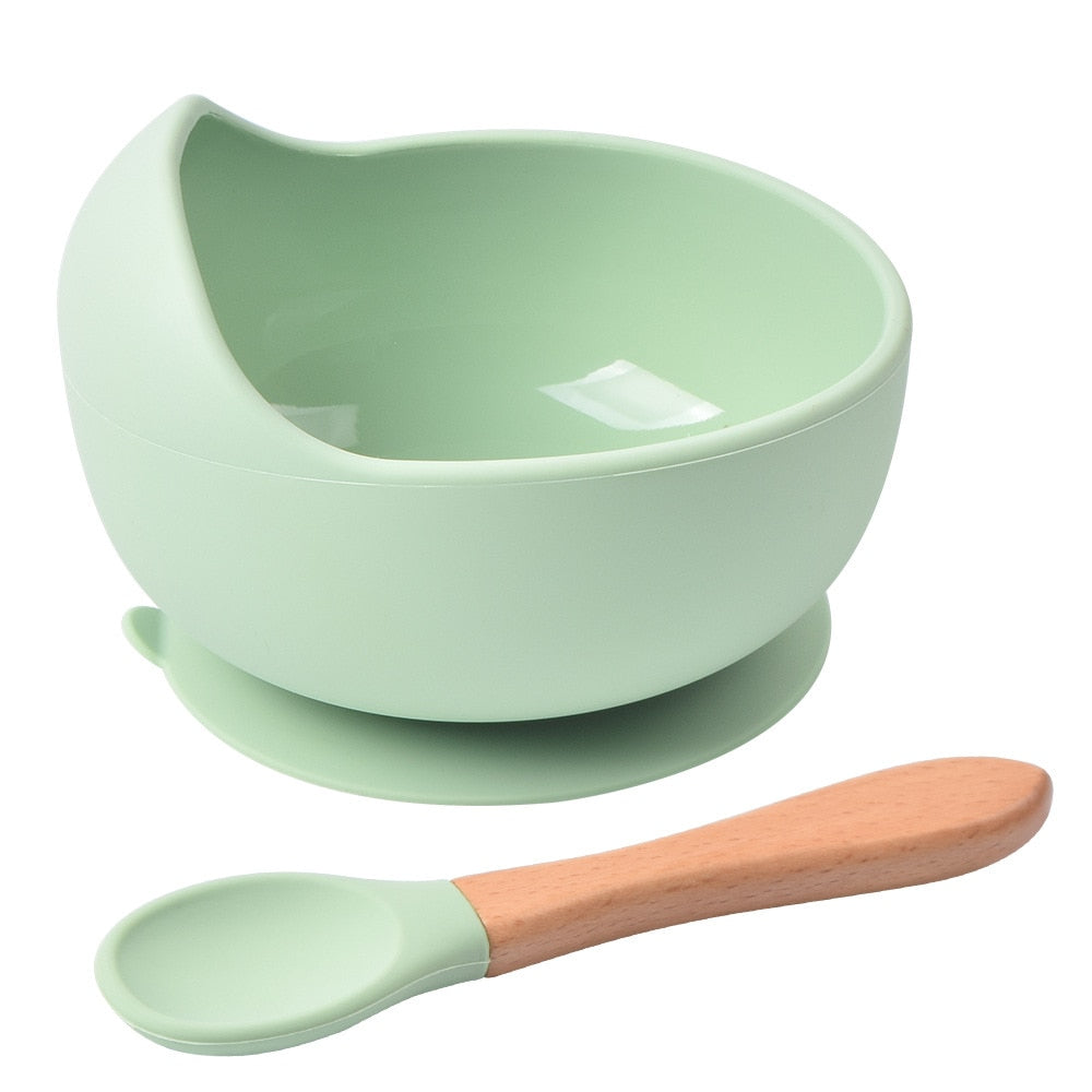 Silicone Little One Feeding Bowl Tableware For Kids Waterproof Suction With Spoon