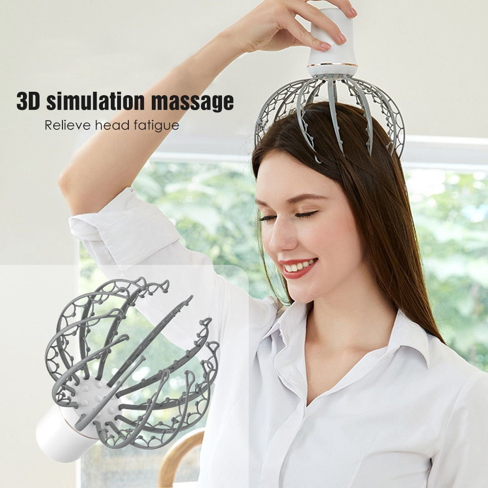 3D Electric Head Massager Therapeutic Scalp Rechargeable