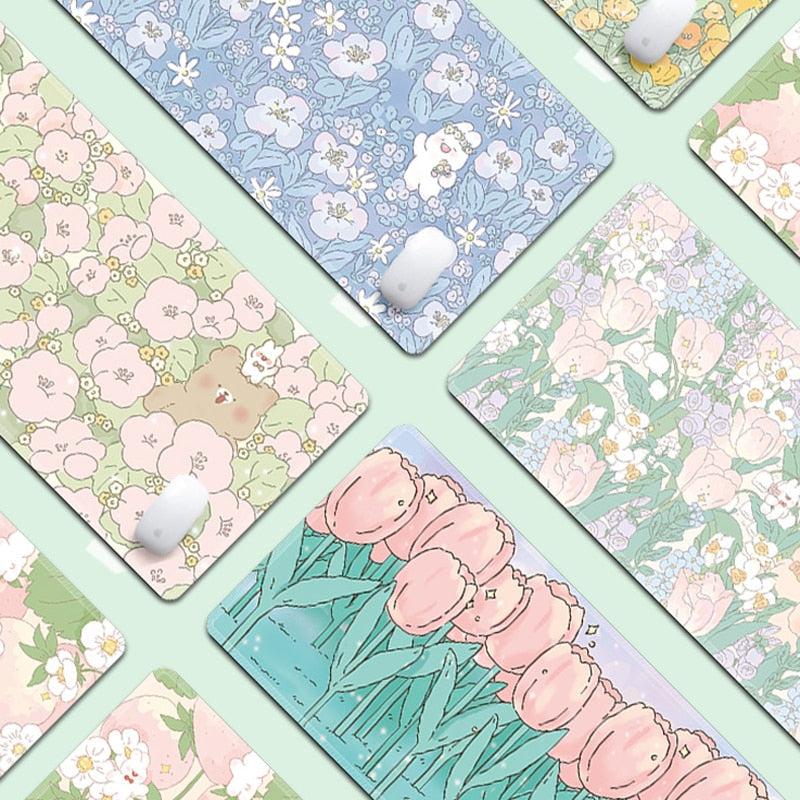 Floral Large Mousepad Kawaii Desk Pad Home Office