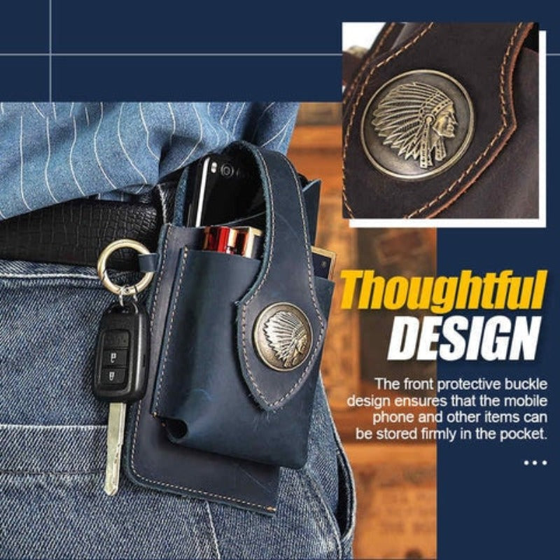 Multifunctional Leather Waist Belt Bag Phone Holder Men