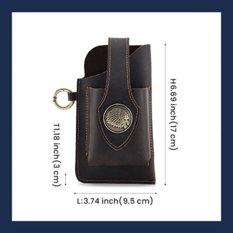 Multifunctional Leather Waist Belt Bag Phone Holder Men