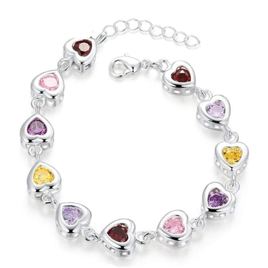 Veile Studios Multi Coloured Heart Shaped Crystal Stone Jewellery Fashion Bangles Bracelet