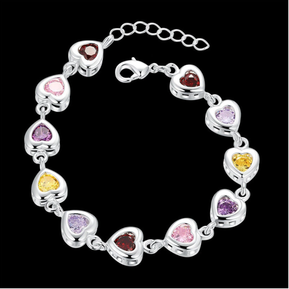 Veile Studios Multi Coloured Heart Shaped Crystal Stone Jewellery Fashion Bangles Bracelet