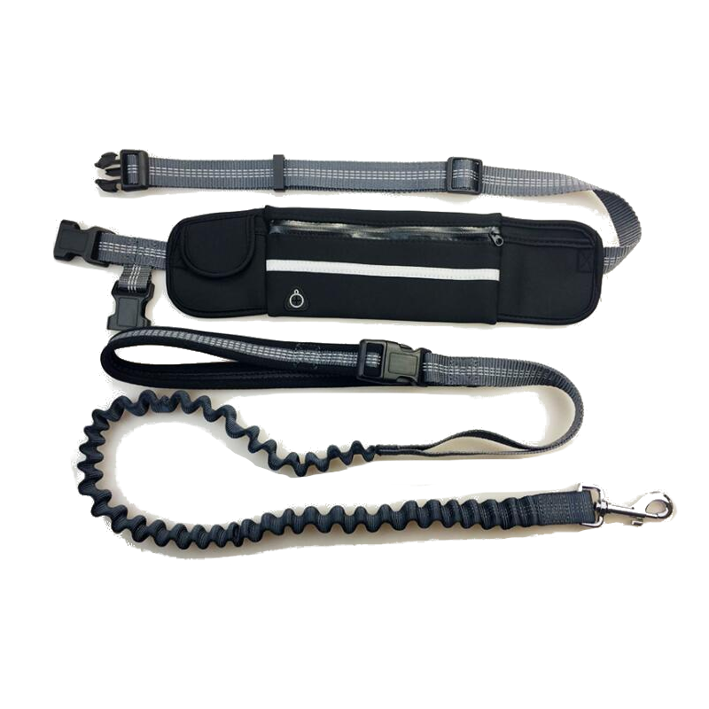 Shock Absorbing Hands Free Dog Running Leash With Waist Pocket