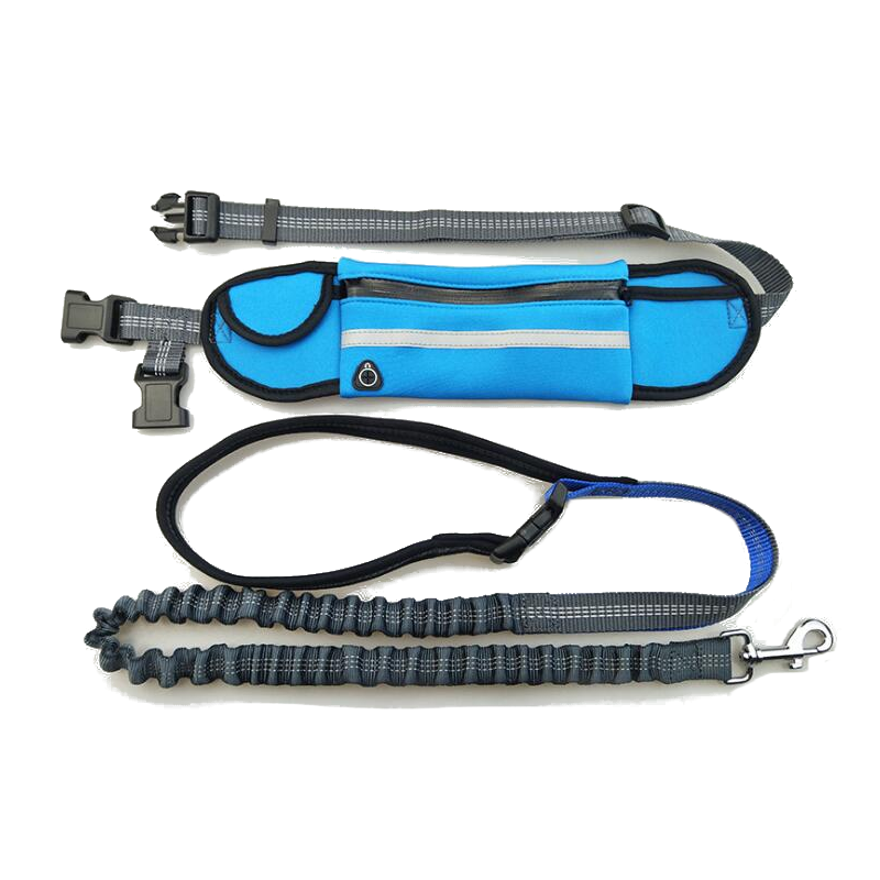 Shock Absorbing Hands Free Dog Running Leash With Waist Pocket