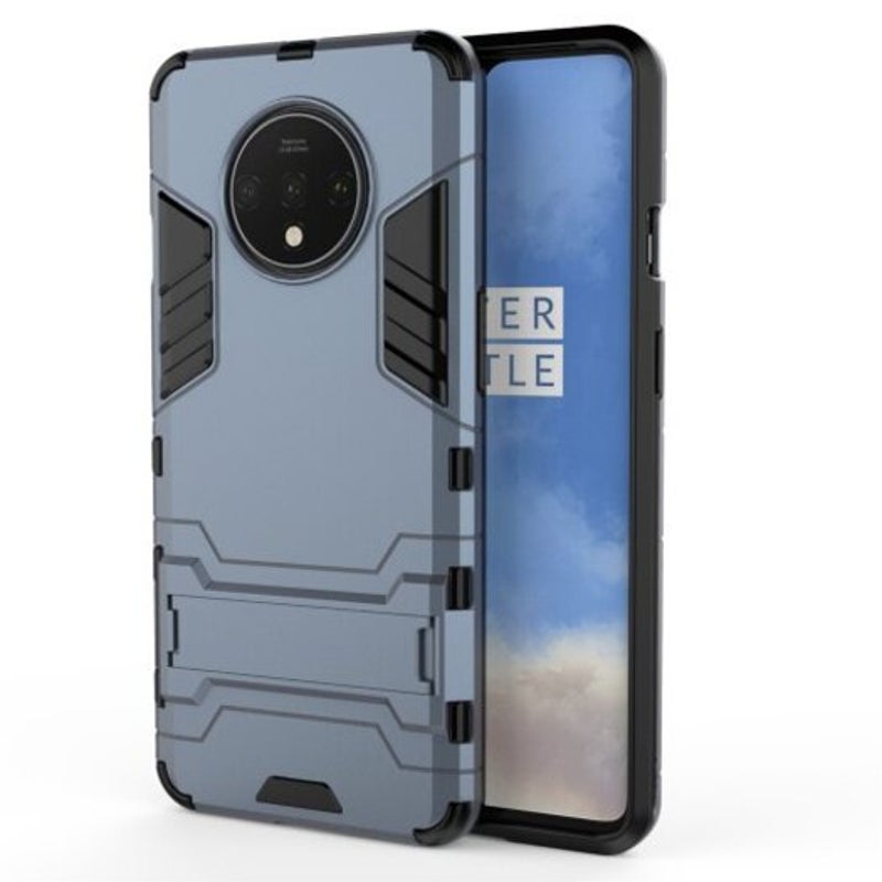 Shockproof Solid Hard With Stand Phone Case For Oneplus 7T Mist Blue