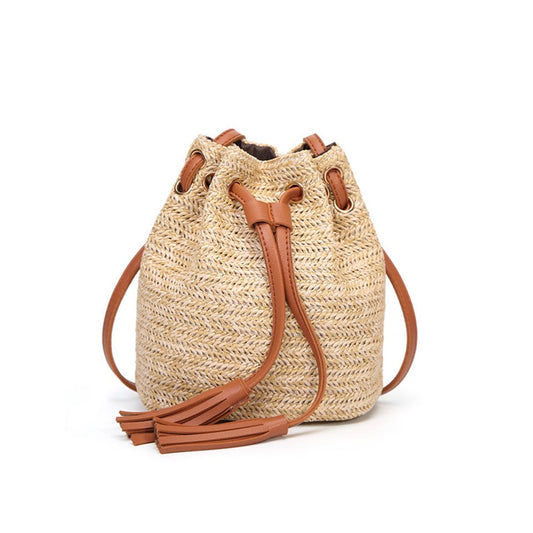 Shoulder Bag Summer Beach Girls Fashion Top Handle Handbag Double Fringed Bucket Messenger