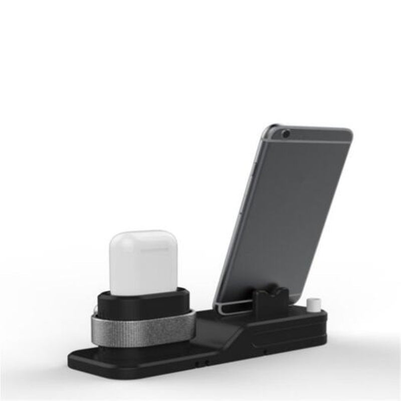 Silicone 3 In 1 Charging Stand Holder Dock For Iphone Apple Watch / Airpods Black