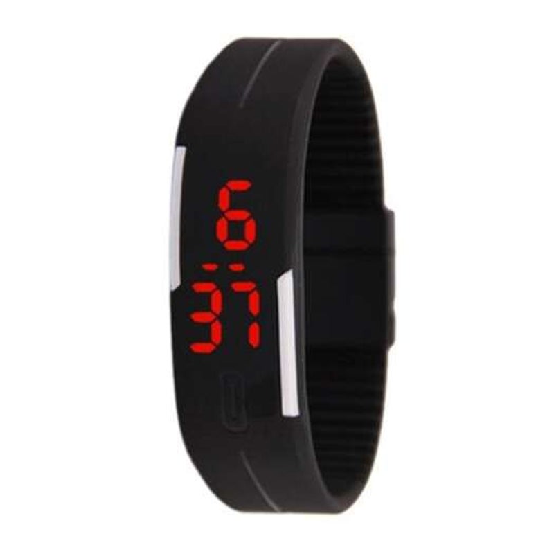 Veile Studios Silicone Rubber Gel Jelly Unisex Led Wrist Watch Bracelet Black