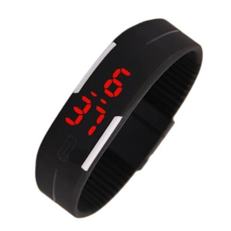 Veile Studios Silicone Rubber Gel Jelly Unisex Led Wrist Watch Bracelet Black