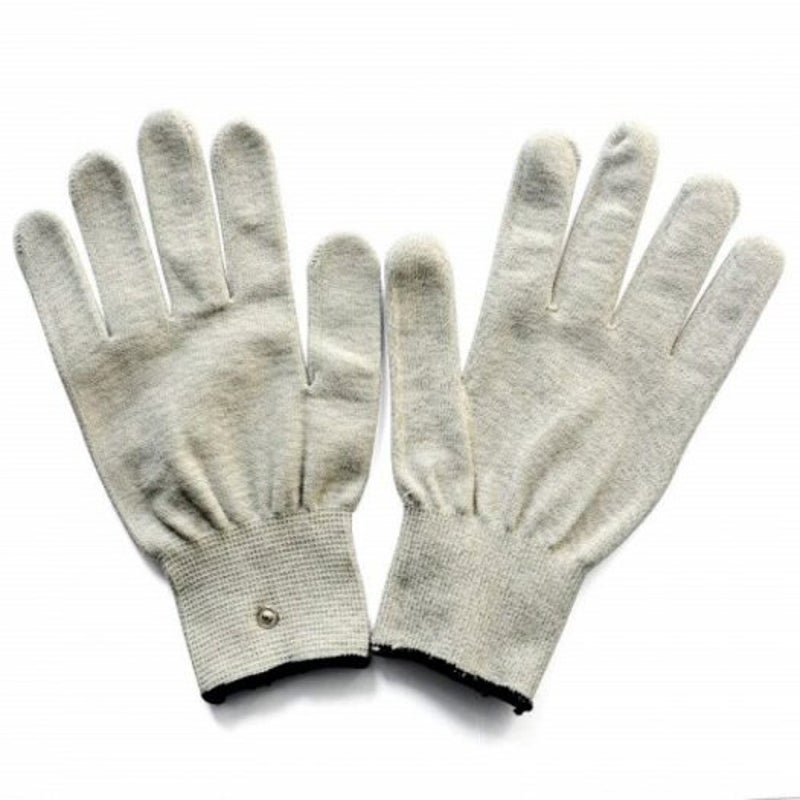 Silver Conductive Fiber Electrode Massage Gloves For Electrotherapy Therapy Compatible